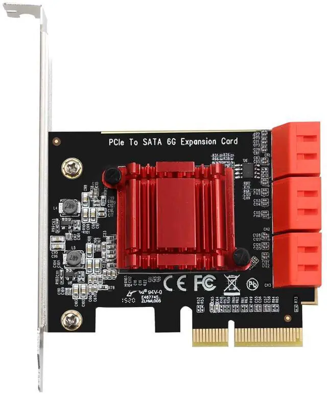 Alt view image 5 of 6 - PCIe 4x to 6 Port SATA3.0 6Gbps PCIe to SATA Adapter Controller Expansion Card ASM1166 Chipset for HDD SSD with 8cm/12cm Bracket