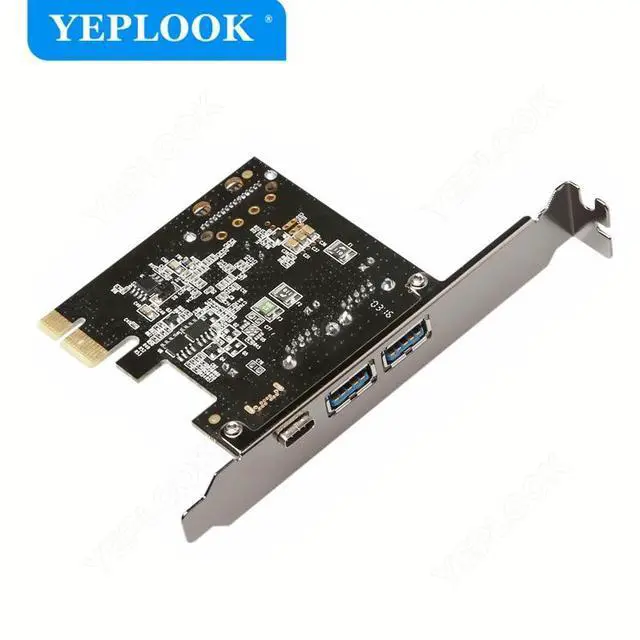 Alt view image 4 of 6 - PCI-e 1x to 2x USB3.0 & Type C with SATA 15Pin Expansion Card USB 3.0 Type A+USB 3.1 Riser Card USB3.0 HUB Adapter VL806 Chipset