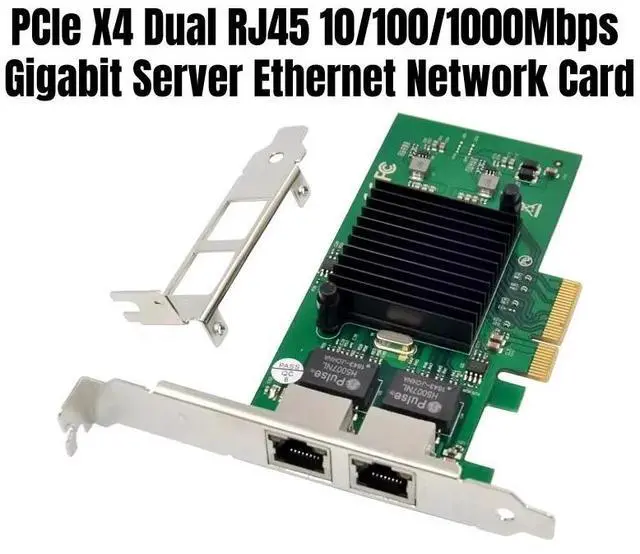Main image of PCI-E X4 Dual RJ45 10/100/1000Mbps 1G Gigabit Server Ethernet Network Card Adapter NIC 82576EB Chipset with 8CM & 12CM Brackets
