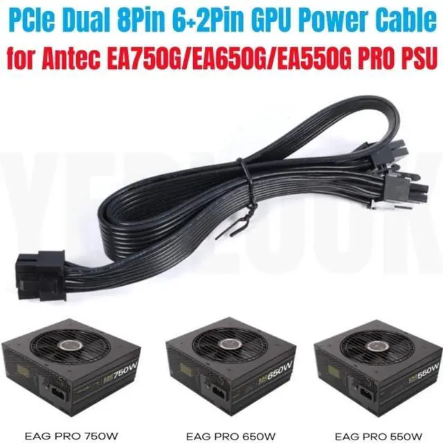 Main image of PCIe Dual 8Pin 6+2Pin VGA Graphic Card GPU Power Cable forAntec EAG 750W, 650W, 550W PRO Earthwatts 80+ GOLD Semi-Modular Power