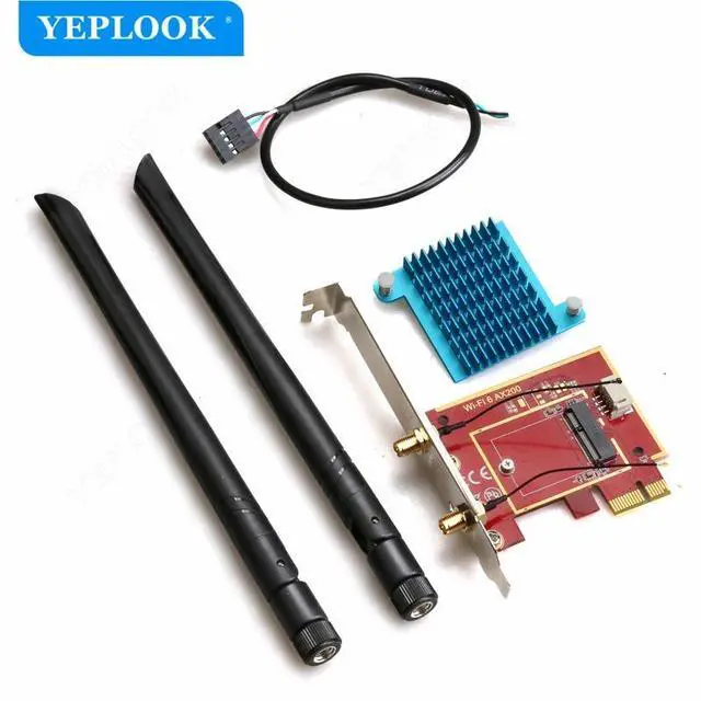 Alt view image 4 of 6 - PCIe 1x to M.2 NGFF Desktop WiFi Wireless Adapter Card Wifi+BT Cable, Antenna for AX210 AX200 AC9260 AC8265 AC8260 AC7265 AC7260