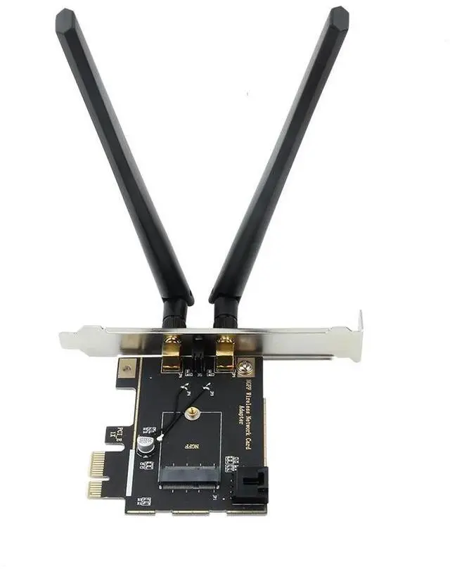 Alt view image 4 of 6 - PCIe 1x Desktop WiFi Adapter Card w/6dBi Antenna & Bluetooth Cable for M.2 NGFF Wireless Card AC9260 AC8265 AC8265 AC7265 AC7260