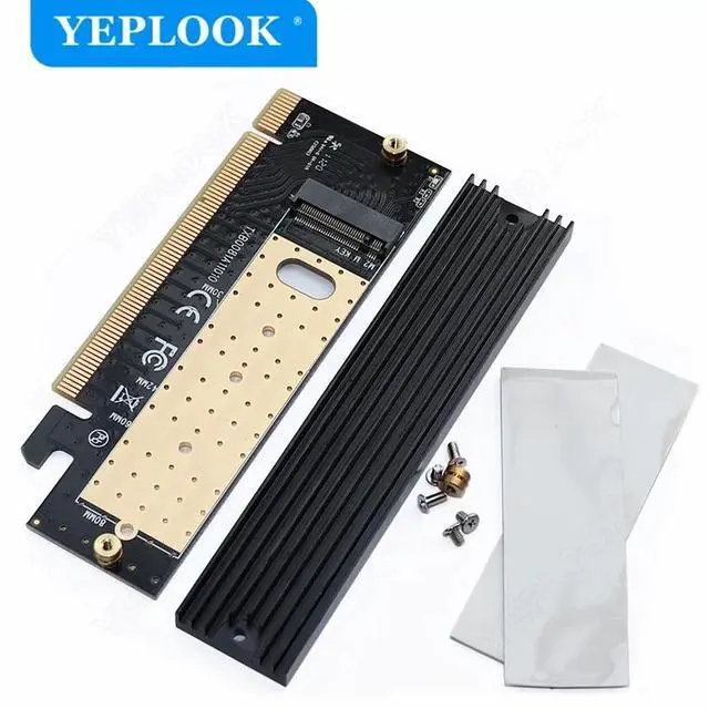 Alt view image 2 of 6 - PCIE 3.0 to M.2 NGFF NVME Adapter Card Support X4 X16 2280 2260 2242 2230 SSD M Key High Speed Adapter Riser Card with Heat Sink