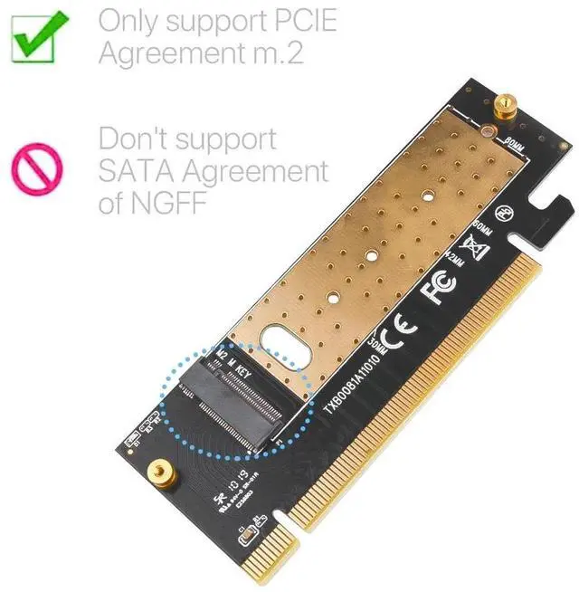 Alt view image 6 of 6 - PCIE 3.0 to M.2 NGFF NVME Adapter Card Support X4 X16 2280 2260 2242 2230 SSD M Key High Speed Adapter Riser Card with Heat Sink