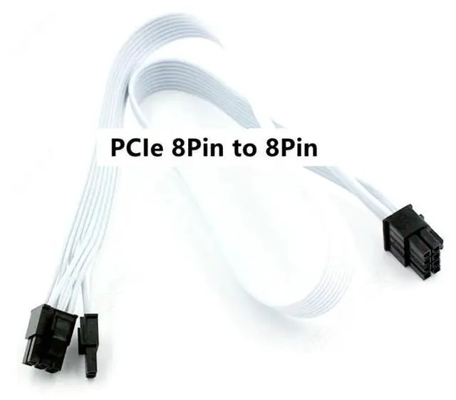 Alt view image 4 of 6 - White PCIe Single 8Pin 6+2Pin GPU Power Cable ForCorsair AXi HXi RM CXM CSM TXM SF RMi RMx HX Platinum Type 3 & 4 Power Supply