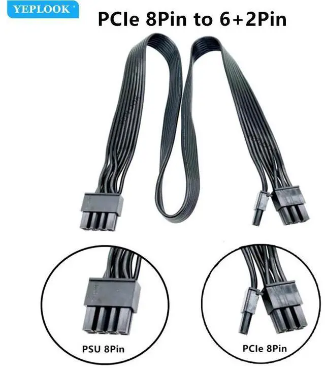 Alt view image 2 of 6 - PCI-E Single 8Pin 6+2Pin VGA Graphics Card GPU Power Cable for Antec EAG 750W, 650W, 550W PRO Earthwatts Gold Semi Modular Power