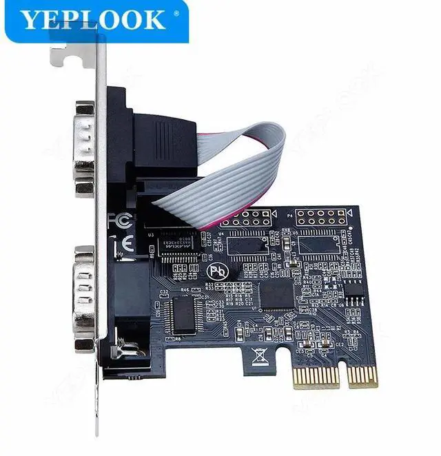 Alt view image 3 of 6 - PCIe 1x to Dual Port Serial RS232 DB9 COM Male PCI-E Expansion Adapter Controller Card Converter Riser Card Chipset ASIX/AX99100