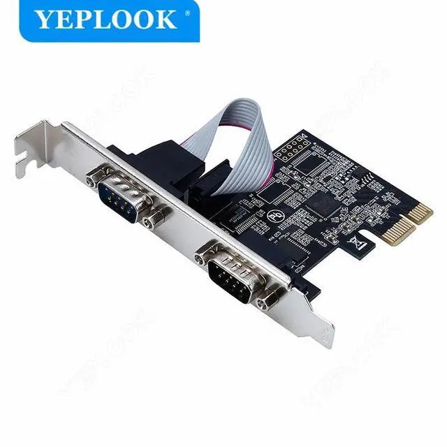 Alt view image 2 of 6 - PCIe 1x to Dual Port Serial RS232 DB9 COM Male PCI-E Expansion Adapter Controller Card Converter Riser Card Chipset ASIX/AX99100