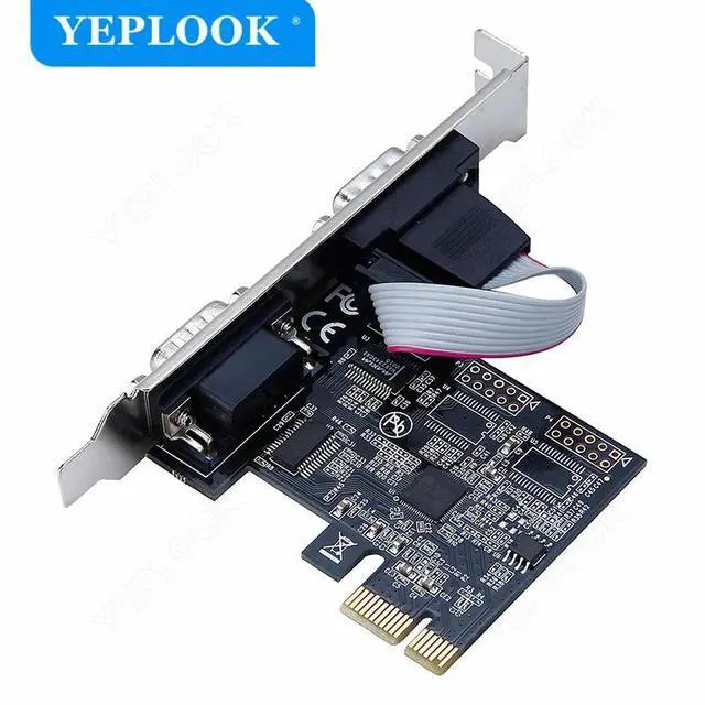 Alt view image 4 of 6 - PCIe 1x to Dual Port Serial RS232 DB9 COM Male PCI-E Expansion Adapter Controller Card Converter Riser Card Chipset ASIX/AX99100