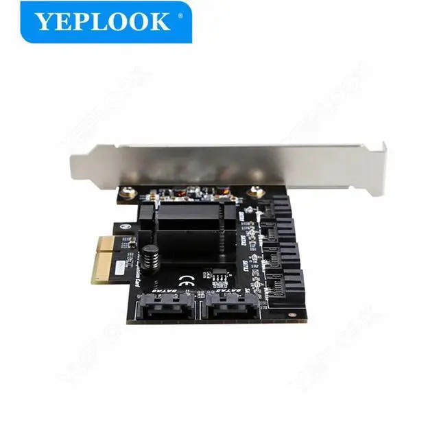 Alt view image 3 of 4 - PCIe x4 to 6 SATA3.0 6Gbps PCI Express to SATA III Controller Adapter Expansion Card ASM1166 Chipset for Hard Drive Disk HDD SSD