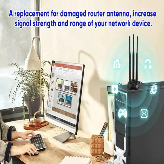 Alt view image 2 of 6 - 6dbi Dual Band 2.4GHz 5.8GHz Magnetic Base WiFi Antenna RP-SMA for Wireless Router Gateway PCI Express Network Cards