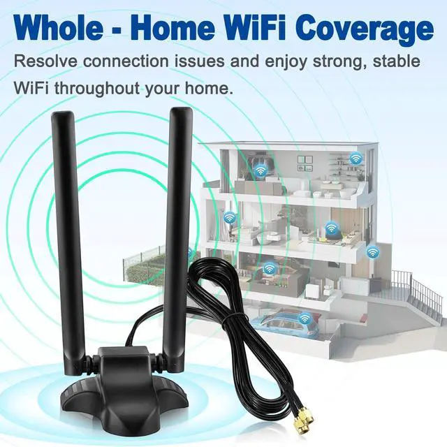 Main image of 3dbi 2.4GHz 5GHz Dual Band WiFi Antenna RP-SMA 2m/6.5feet for Wireless Network Router Hotspots, Monkey King Game PC