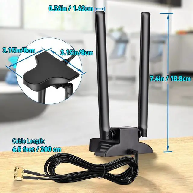 Alt view image 2 of 5 - 3dbi 2.4GHz 5GHz Dual Band WiFi Antenna RP-SMA 2m/6.5feet for Wireless Network Router Hotspots, Monkey King Game PC
