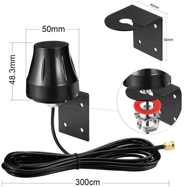 Main image of Dual Band 2.4G/5.8GHz Outdoor WiFi Antenna RP-SMA Omni-Directional 3dBi Weatherproof Fixed Wall/Ceiling Mount 3M RG174