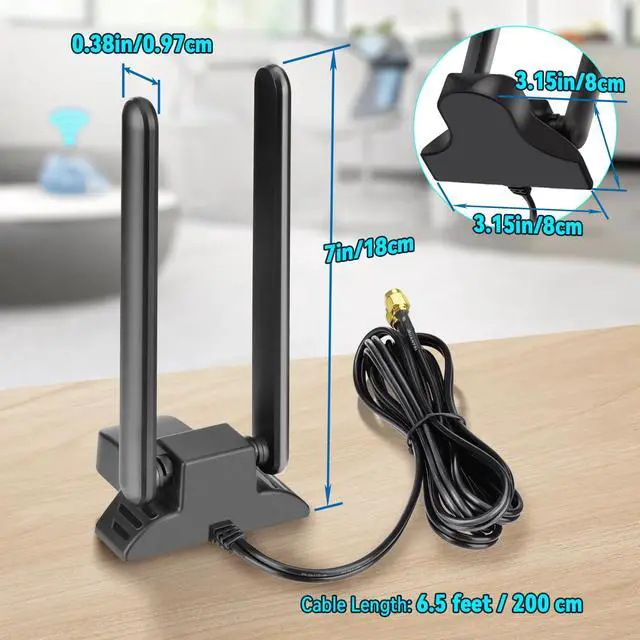 Main image of 3dbi 2400-2500 MHz /5150-5850MHz/5900-7125MHz Tri-Band WiFi 6E Antenna for PCI PCIe WiFi Cards Wukong Game PC FPV