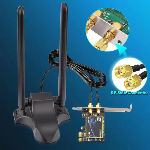 Alt view image 4 of 5 - 3dbi 2400-2500 MHz /5150-5850MHz/5900-7125MHz Tri-Band WiFi 6E Antenna for PCI PCIe WiFi Cards Wukong Game PC FPV