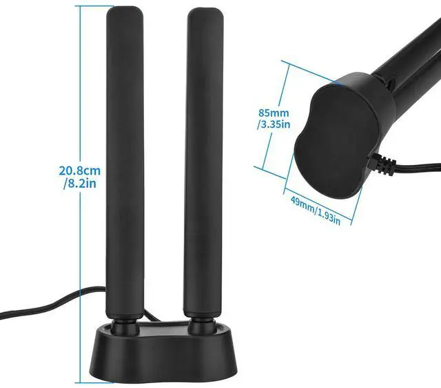 Alt view image 2 of 6 - Tri-Band WiFi 6E Antenna 6GHz 5GHz 2.4GHz 6.0dBi Gaming Omnidirectional for PC Desktop Computer PCIe WiFi 6E Card