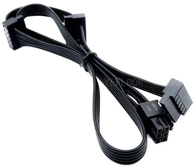 Alt view image 5 of 6 - ForCorsair RMx PSU, 6Pin to 3 SATA Angled HDD SSD Power Cable ForCorsair RM1000x, RM850x, RM750x, RM650x, RM550x Modular Power
