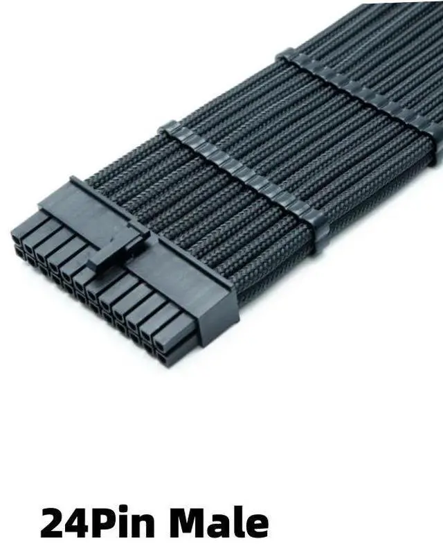 Alt view image 2 of 6 - Motherboard ATX 24Pin Male to Female Extension Cable Sleeved Net PSU Power Connector Adapter Extender Cord with 4 PCS Free Combs