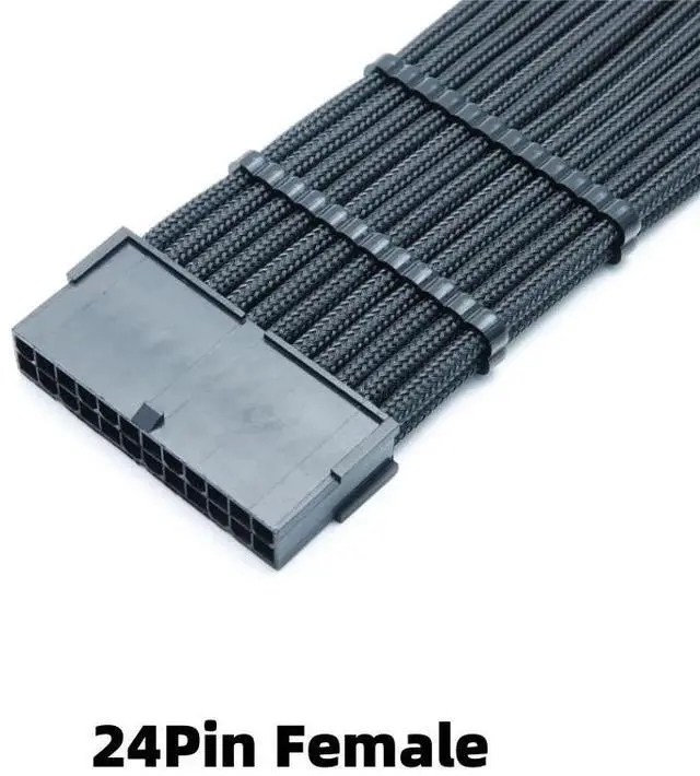 Alt view image 3 of 6 - Motherboard ATX 24Pin Male to Female Extension Cable Sleeved Net PSU Power Connector Adapter Extender Cord with 4 PCS Free Combs