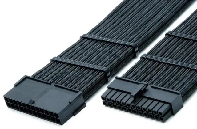 Alt view image 4 of 6 - Motherboard ATX 24Pin Male to Female Extension Cable Sleeved Net PSU Power Connector Adapter Extender Cord with 4 PCS Free Combs