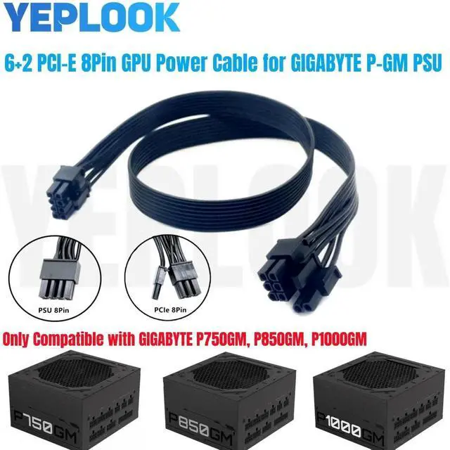 Main image of ForGigabyte P-GM PSU, PCI-E 8Pin 6+2 GPU Power Cable ForGigabyte P750GM 750W, P850GM 850W, P1000GM 1000W Modular Power, 60 CM