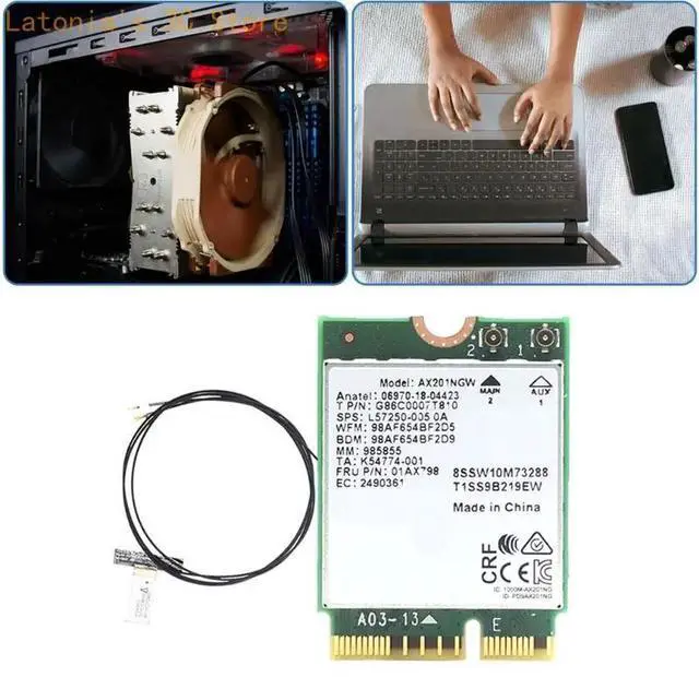 Alt view image 2 of 6 - X3UB Advanced AX201NGW Wireless Networking Card for Fast Internet Connection on Win10/11 M.2 CNVio2 Interfaced