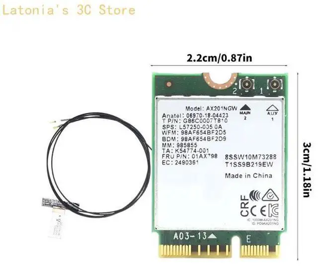 Alt view image 6 of 6 - X3UB Advanced AX201NGW Wireless Networking Card for Fast Internet Connection on Win10/11 M.2 CNVio2 Interfaced
