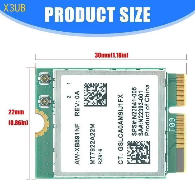 Alt view image 6 of 6 - X3UB AW XB591NF MT7922 M.2 WiFi 6E Wireless Networking Card Triple Band 2400Mbps Fast Speed for Laptops and Desktops