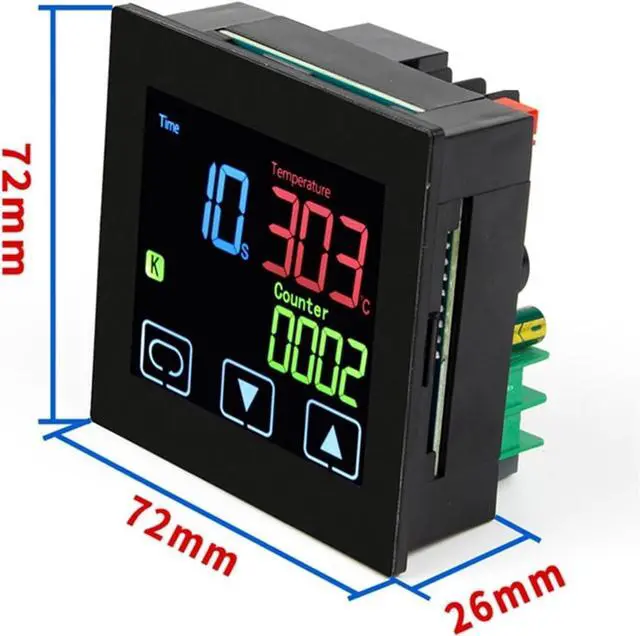 Alt view image 2 of 6 - Temperature Controller Thermostat with Timer and Counter Function LCD Display Touch Screen Time Alarm PID Heat Press Temperature Controller(Relay Output)