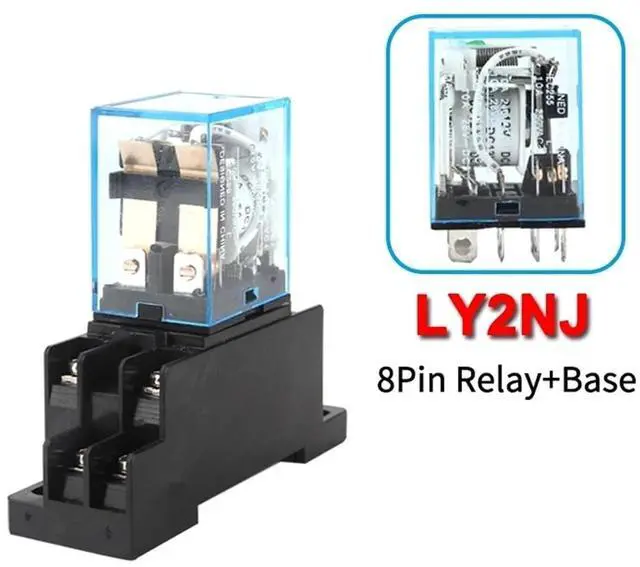 Alt view image 2 of 6 - Intermediate Relay HH62P LY2NJ 10A Mini Electromagnetic Relay AC/DC 12V 24V 110V 220V 380V with 8 Pins Socket Base PTF08A (DC-12V-With-socket)
