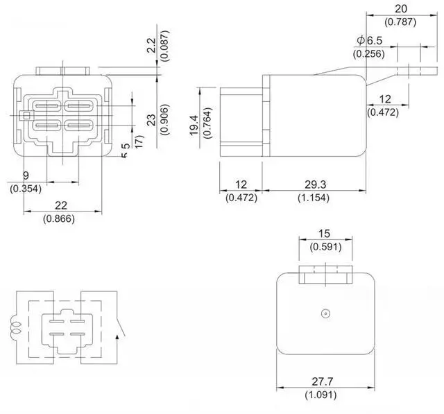 Alt view image 2 of 2 - YART-1A-12DM (804-1A-12V-30A) Relay 4pins 1Pcs