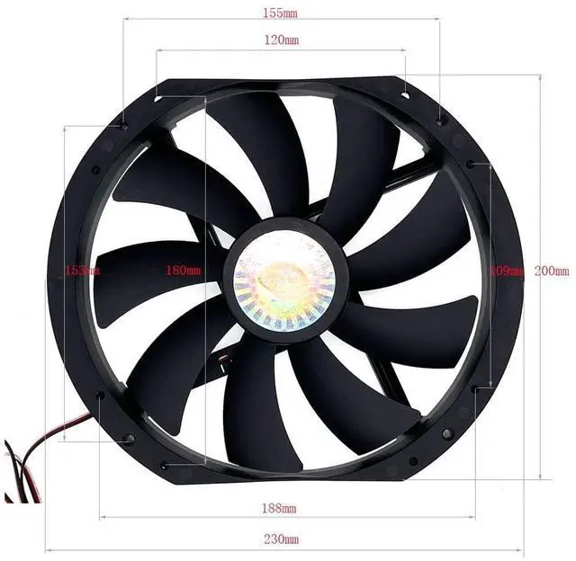 Alt view image 3 of 3 - 230mm 23cm 12V Mute Low Noise Cooling Fan,230X200X30mm A23030-07CB-3MN-F1 DF2303012SELN