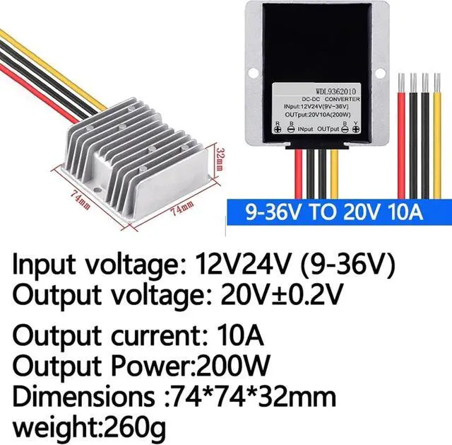Alt view image 2 of 6 - DC-DC 20 Volt Stabilizer 9-36V to 20V Boost Converter 12V 24V to 20V 15A 20A 400W Buck-Boost Model for Car Notebook(10A A3 Shell)