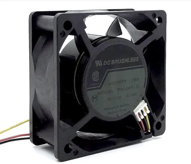 Alt view image 3 of 6 - FBA06A12L DC12V 0.14A 60X60X25mm 3-Wire Cooling Fan 6025mm