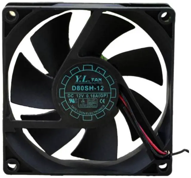 Main image of D80SH-12 12V 0.18A 8025 Cooling Fan 80X80X25MM 2-Wire