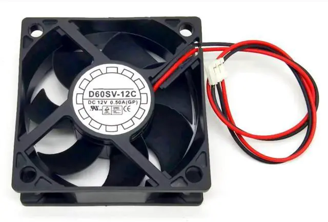 Alt view image 2 of 3 - D60SV-12C DC12V 0.50A 60X60X20mm 2-Wire Cooling Fan
