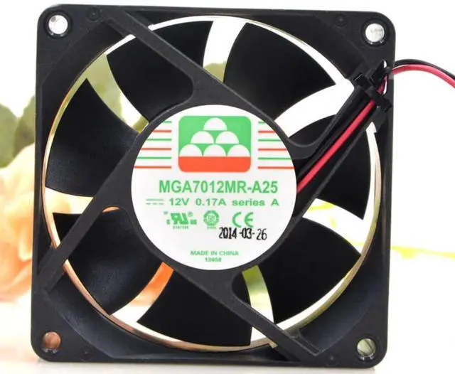 Main image of for MGA7012MR-A25 12V 0.17A 2.04W 3000RPM 25CFM 70X70X25MM 2-Wire Cooling Fan