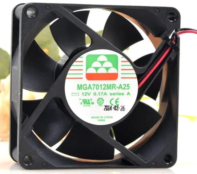 Alt view image 2 of 3 - for MGA7012MR-A25 12V 0.17A 2.04W 3000RPM 25CFM 70X70X25MM 2-Wire Cooling Fan