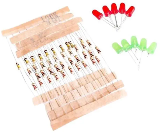 Main image of 50pcs 1K 10K 100K 220 Ohm 1/4W Metal Film Resistor and Led KIT for/