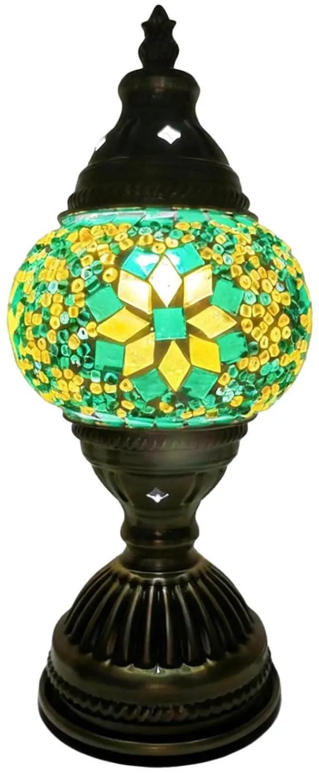 Main image of DIY Turkish Mosaic Lamp Kit, Handmade Table Lamp with Colorful Glass, Antique Bronze Base, Light Bulb Included, 3.5 X 3.5 X 9.4 in, for Couples and Family