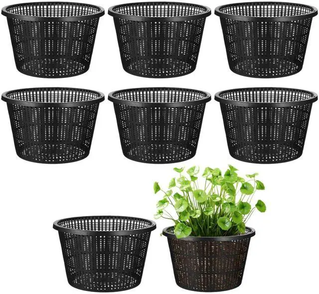 Main image of 8 Pcs Hydroponic Slotted Baskets for Pond & Garden, 8.3 Plastic Aquatic Plant Pots for Indoor Or Outdoor Planting