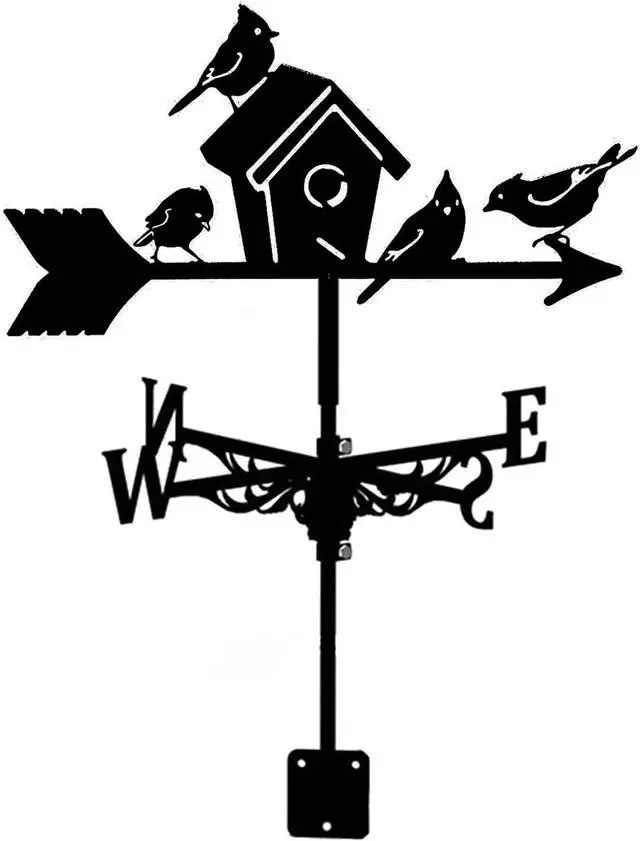Main image of L Wind Vane Stainless Steel Weather Vane with Roof Mount Roof Bird's Nest Garden Decoions for Outdoor Farm Yard Garden Gazebo
