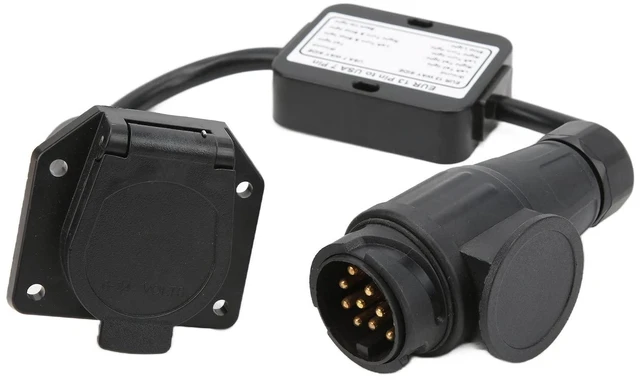 Main image of European 13 Pin to 7 Way Trailer Light Converter, EU 13 Pin to US 7 Way Plug Adapter, Round Electrical Connector with Copper Wiring for RV and Trailer Lighting