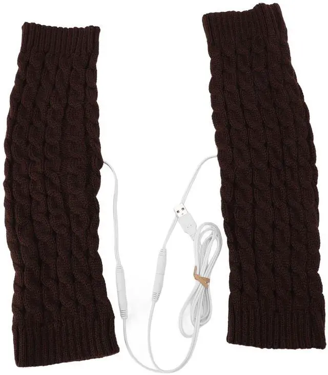 Main image of Heated Over Knee Leg Warmers, Winter Footless Thigh High Socks with USB Heating, Soft Elastic Long Leg Warmers for Office Home, One Size Fits Most, 40-50°C Heat (Brown)