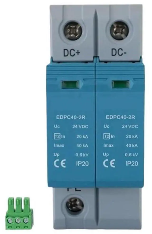 Main image of 2P 24V DC Surge Protector 20KA-40KA SPD Whole Home Surge Protector House SPD Arrester 35mm Din Rail Signal Optional (2 Pole)