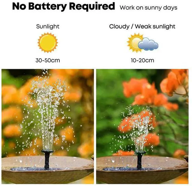 Alt view image 3 of 3 - Decorative Solar Fountain, 6.3 Inch (16 Cm) Floating for Bird Baths, Gardens &, Black