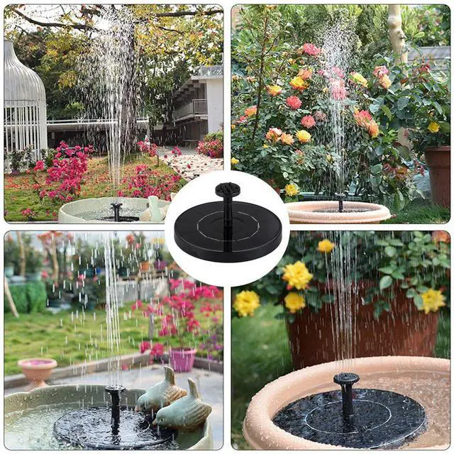 Alt view image 2 of 3 - Decorative Solar Fountain, 6.3 Inch (16 Cm) Floating for Bird Baths, Gardens &, Black