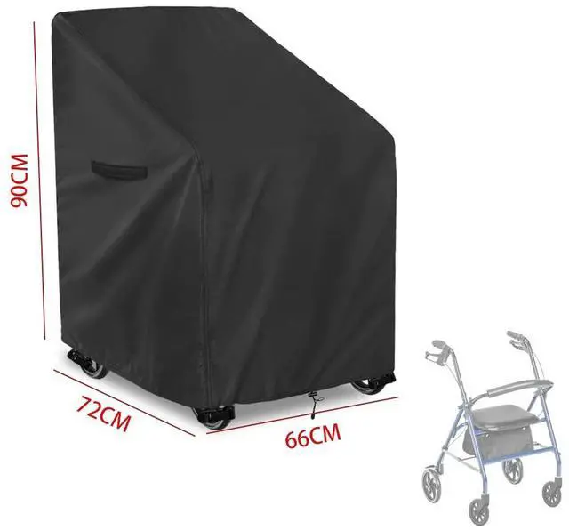 Alt view image 3 of 4 - Waterproof Rollator Cover, Heavy-Duty 210D Oxford Fabric with Windproof Straps, Fit for Senior Folding Walkers Dust Protection(210D-Beige)