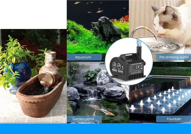 Alt view image 6 of 6 - 12V Submersible Water Pump Brushless 450L/H 13ft Lift Aquarium Pond 10W 4 Gear Timing Acceleration Deceleration Suction Cup Base 5521 Plug for Aquarium Pet Water Circulation